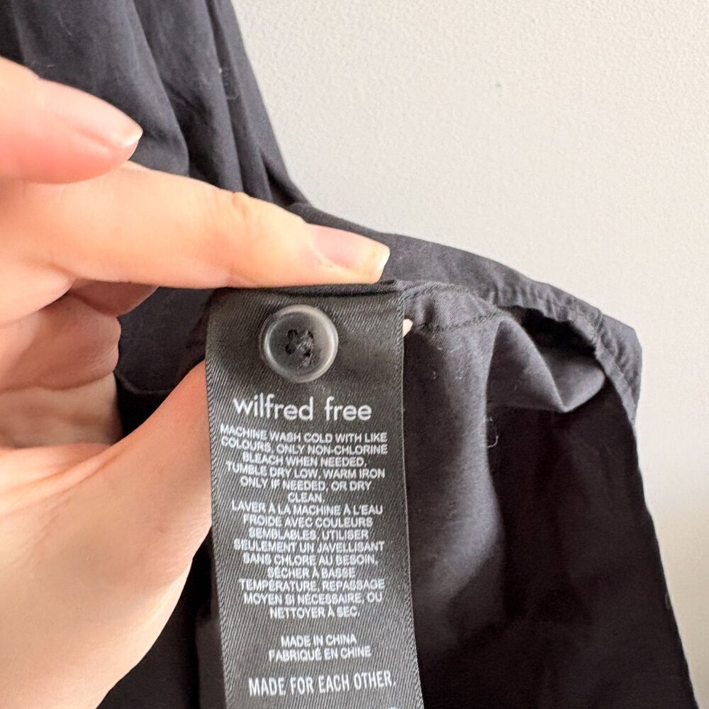 Aritzia Wilfred Free Relaxed Poplin Dress Long Sleeve Button Up Black Size Small - Picture 7 of 8